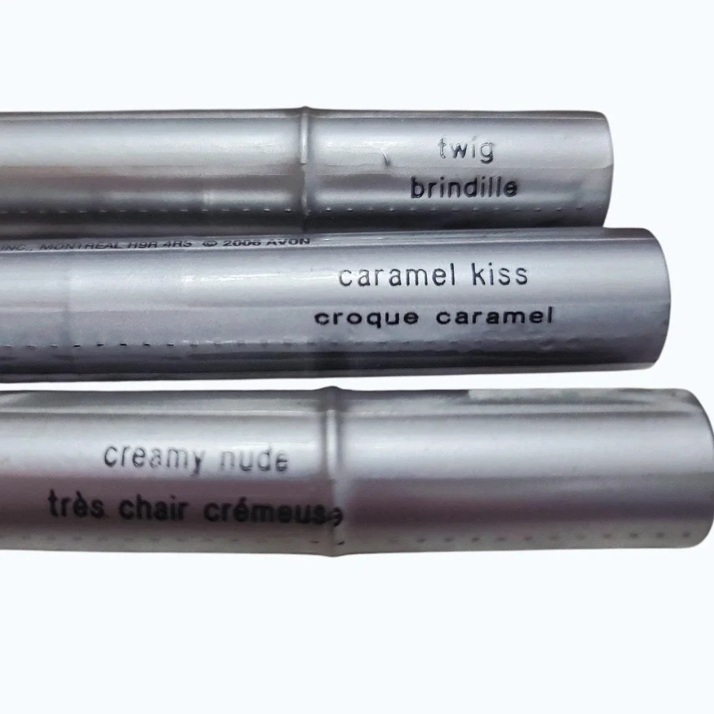 Vintage Avon Beyond Color Lip‎ Pen Lot SPF 15 Twig Creamy Nude Caramel Kiss